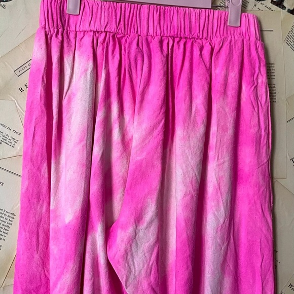 Free People Riverside Tool & Dye Louie Pants Raw Silk Tie Dye Pink White - Picture 5 of 6